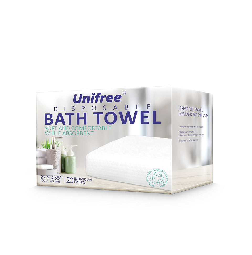 UNIFREE disposable bath towels pack ready for travel and quick refresh