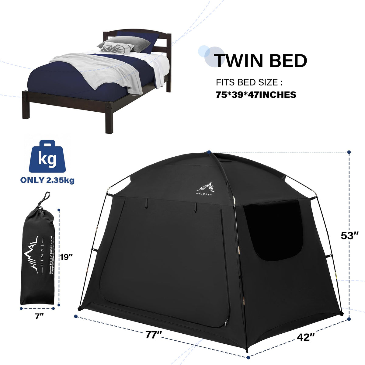 uniHimal bed tent with built-in hooks for lighting