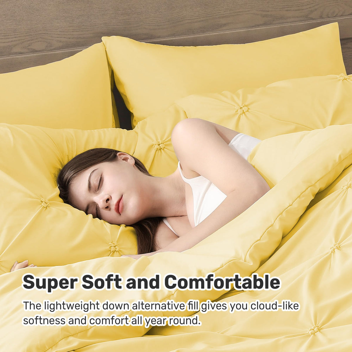 UNIKOME King Size Comforter Yellow all-season warmth with lightweight design.