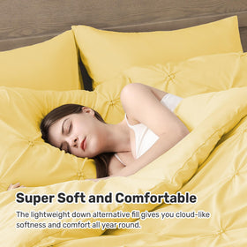 UNIKOME King Size Comforter Yellow all-season warmth with lightweight design.