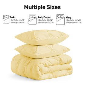 UNIKOME King Size Comforter Yellow stylish bedding to dress up a room.