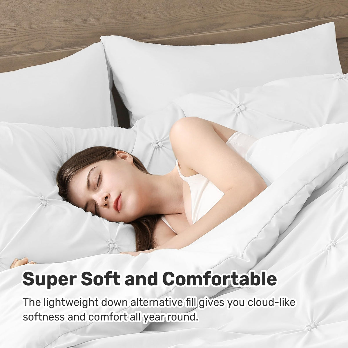 UNIKOME queen comforter set on bed for a clean, modern look.