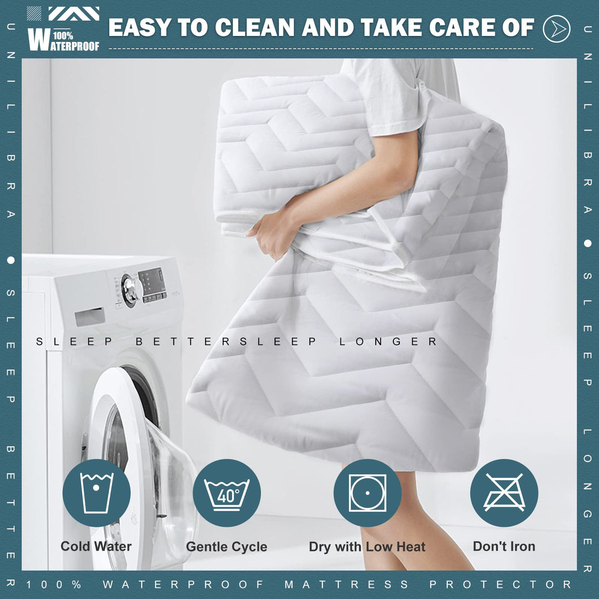 UNILIBRA machine-washable protector remains waterproof after cycles.