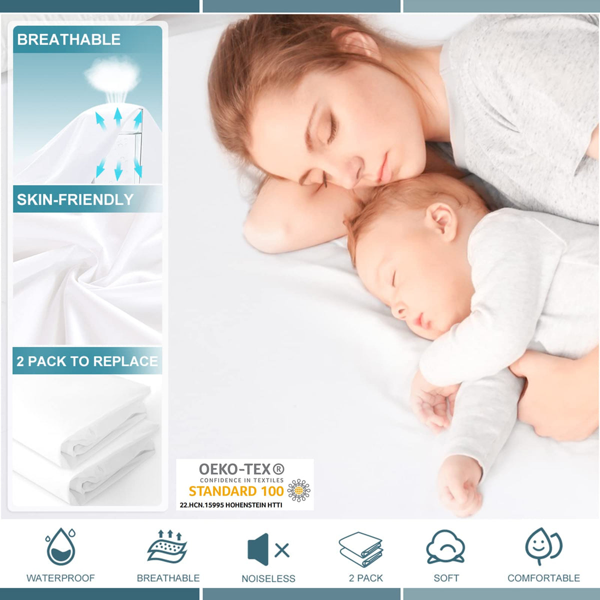 UNILIBRA skin-friendly, noiseless mattress cover for silent, comfy sleep.