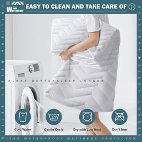 UNILIBRA white protector shown on bed for everyday use.