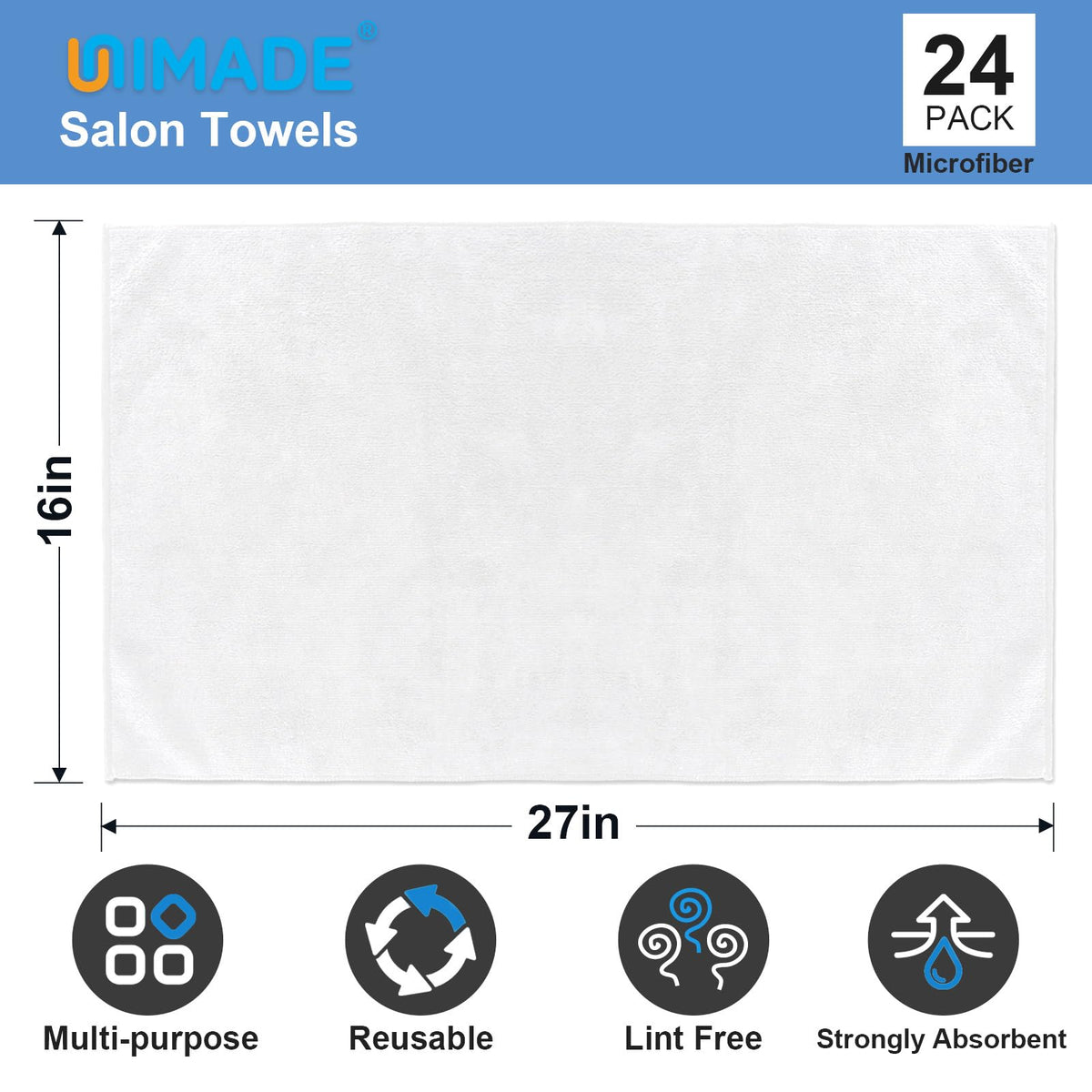 UNIMADE microfiber white towels with soft touch for quick-drying comfort.