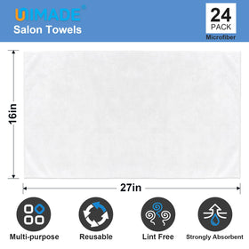 UNIMADE microfiber white towels with soft touch for quick-drying comfort.
