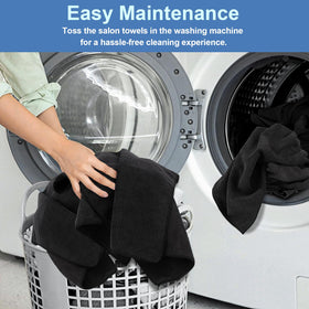 UNIMADE black towels arranged in hotel or gym settings look professional.