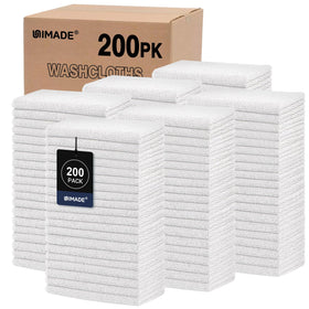 UNIMADE washcloth 200-pack, ultra-soft 12x12 squares for daily bathroom use
