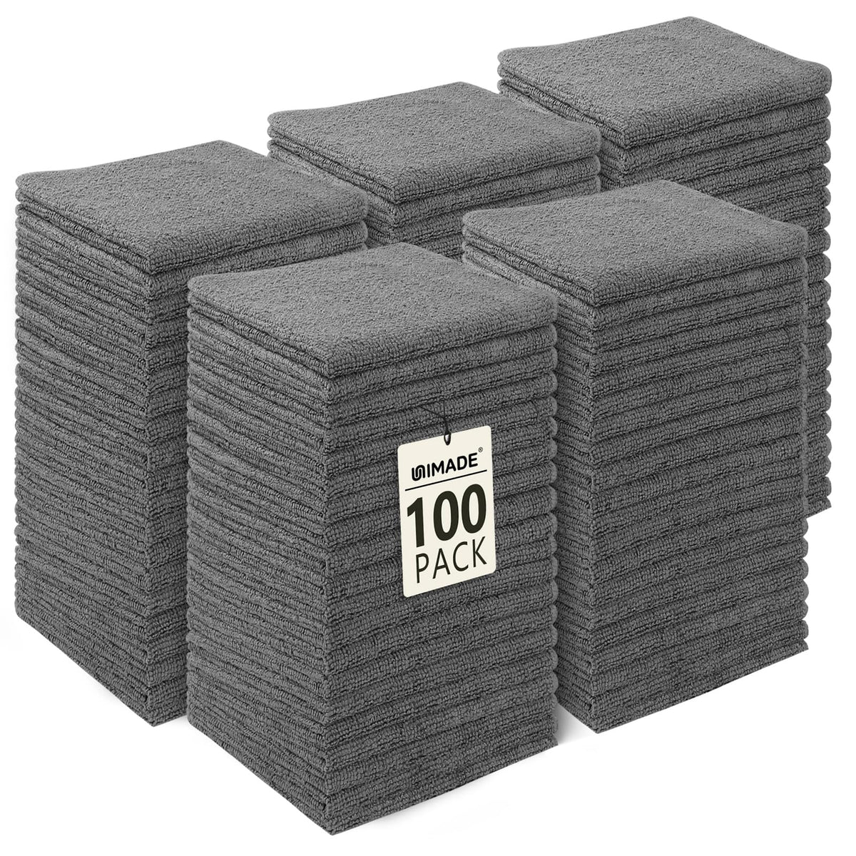 UNIMADE washcloths bulk 100-pack for daily use and hospitality settings