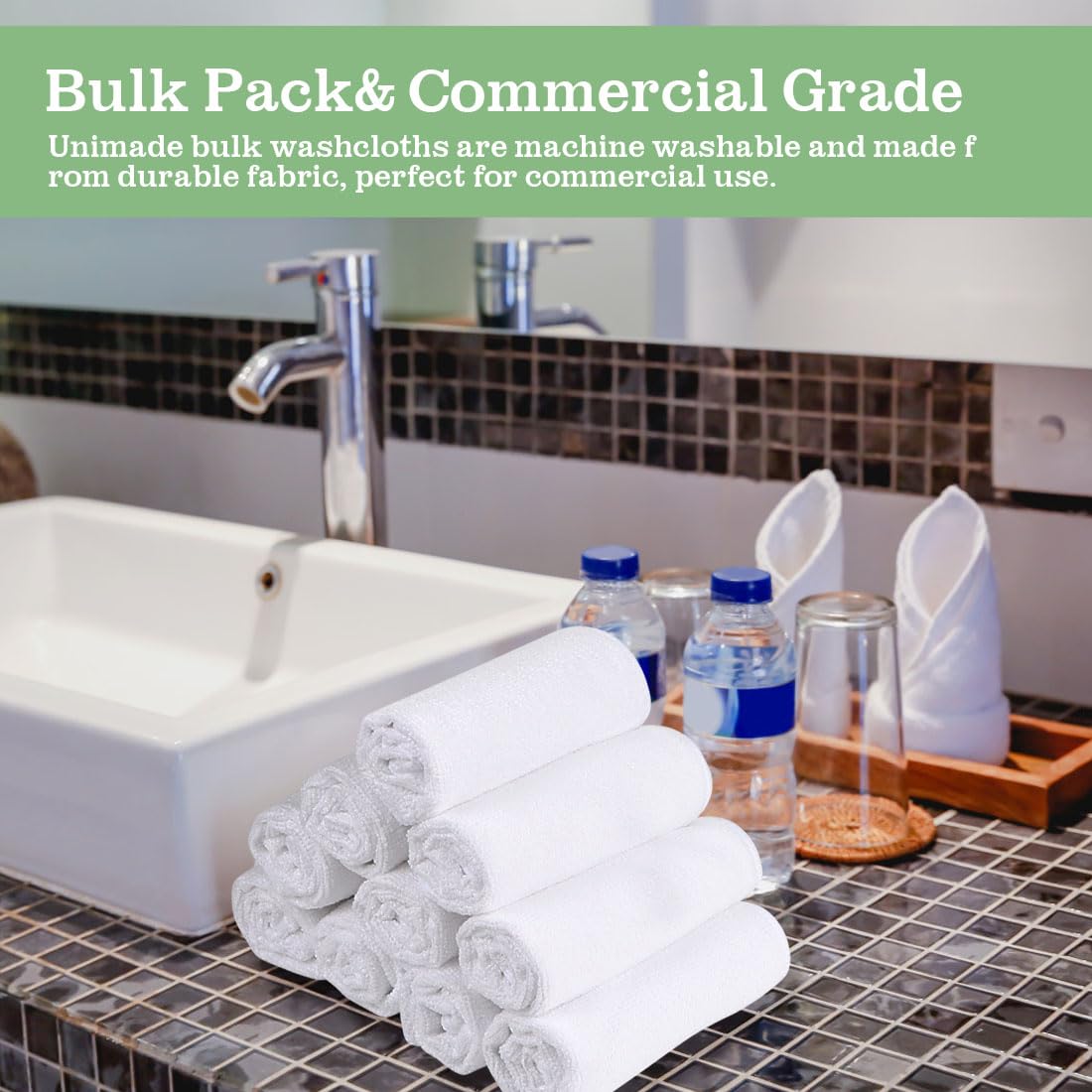 UNIMADE washcloths ideal for hotel and spa environments.