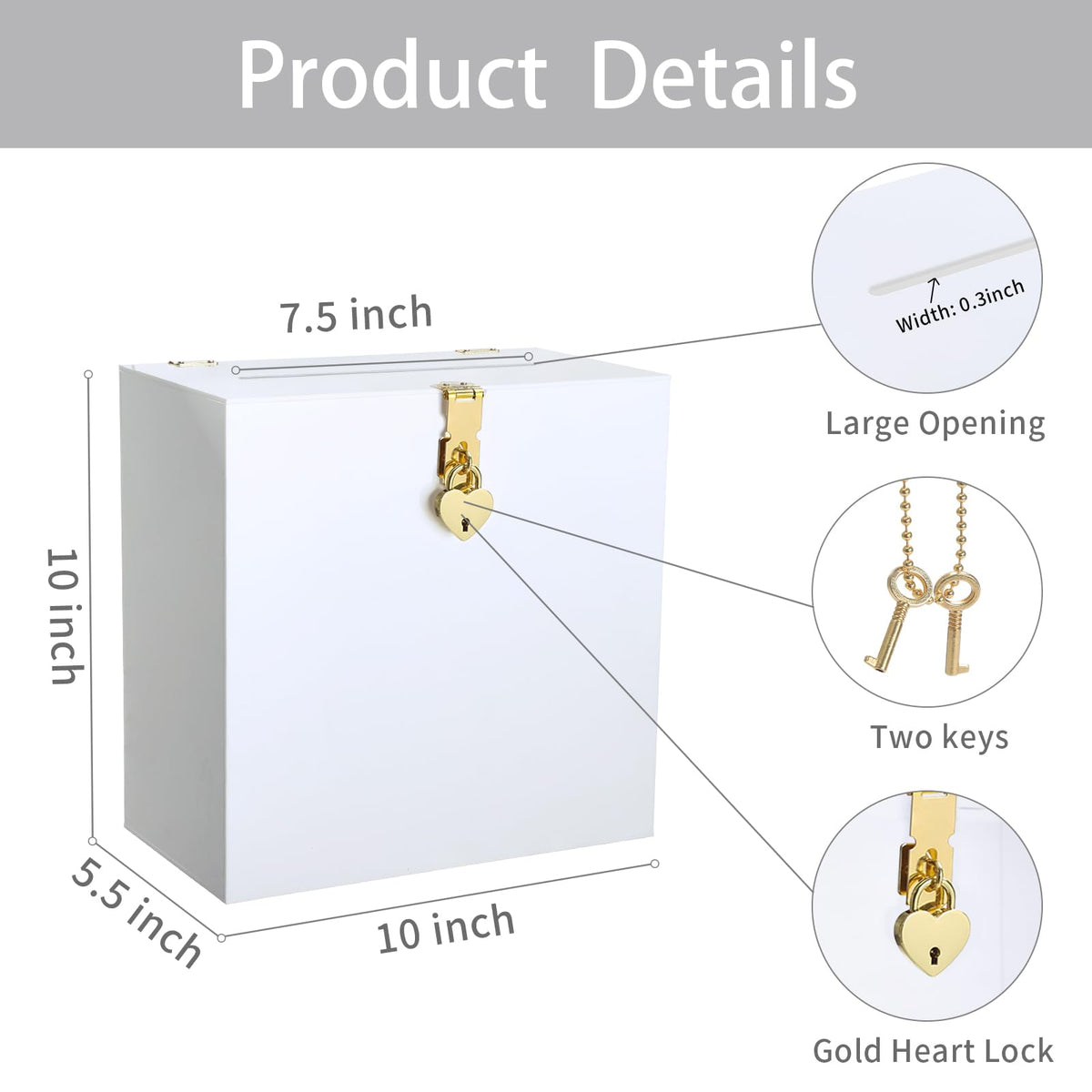 UNIQOOO Acrylic card box top slot makes guest submissions quick.
