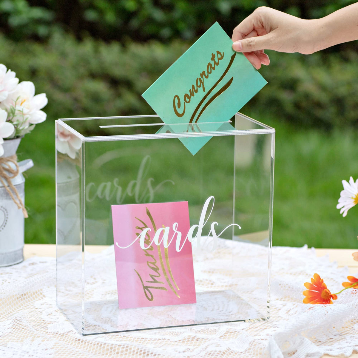 UNIQOOO card box lid slide with 7-inch slot enables easy card drops at events.
