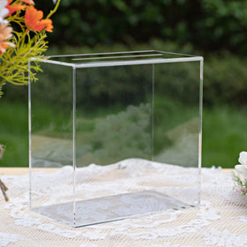 UNIQOOO clear acrylic card box with slot for organized guest contributions.