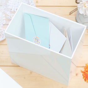 UNIQOOO white acrylic card box ready for DIY design and customization