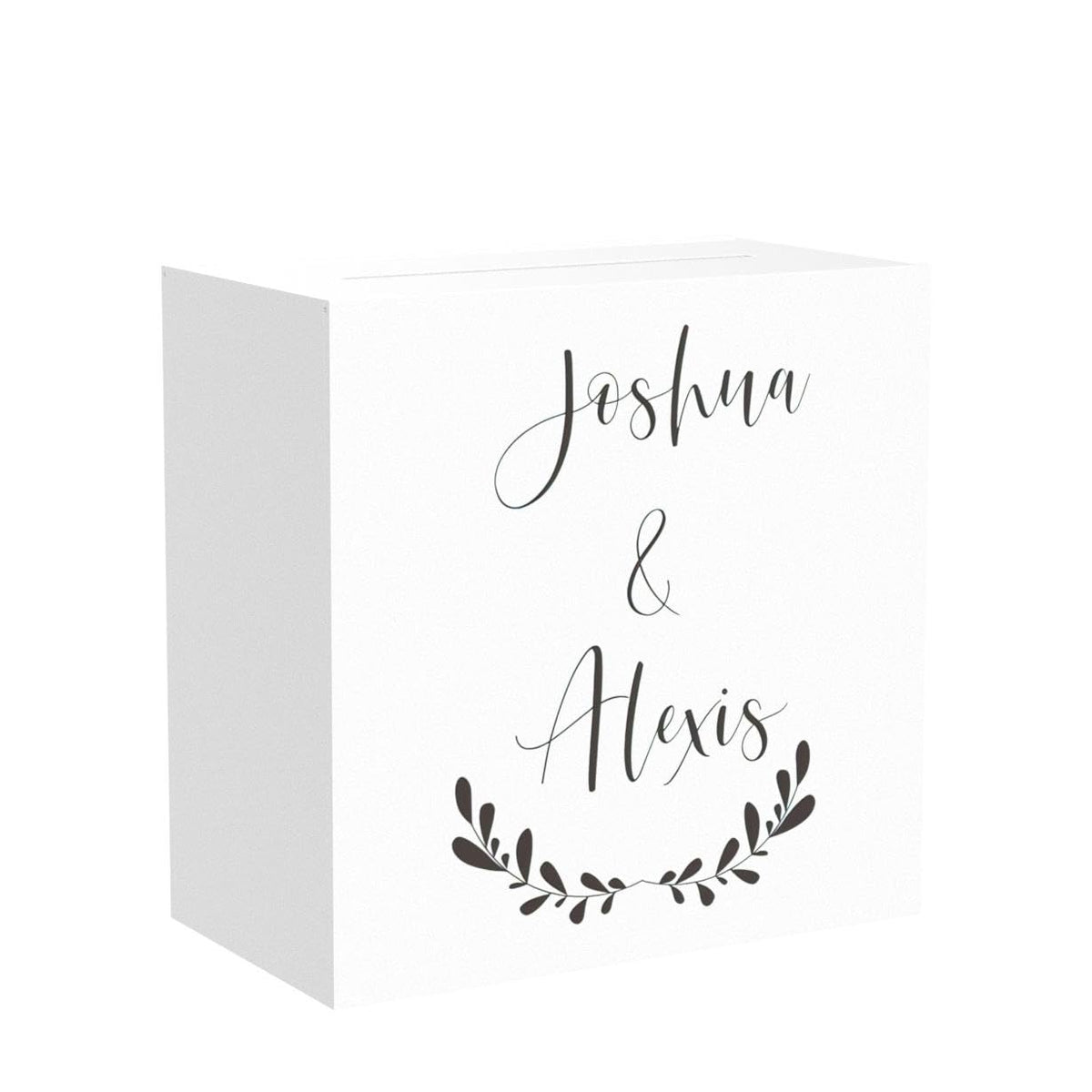 UNIQOOO white acrylic card box open slot view ideal for fundraising events