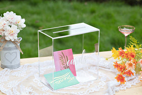 UNIQOOO wishing well side detail shows premium acrylic construction for durable keepsakes.