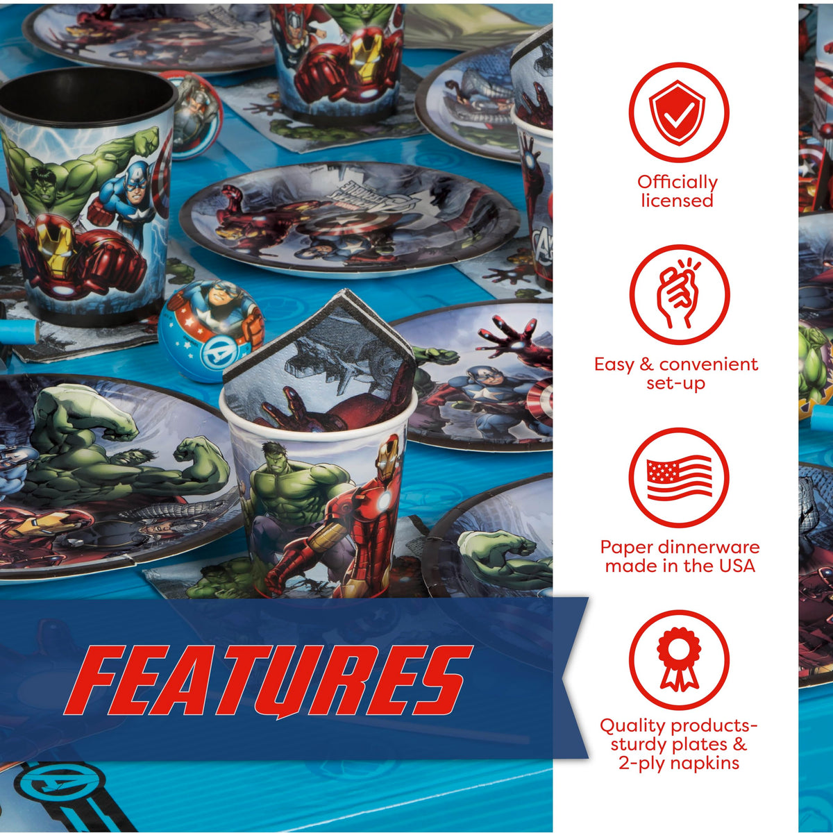 Unique Avengers character masks invite interactive play and photos.