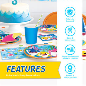 Unique Baby Shark party decorations kit streamlines setup and takedown