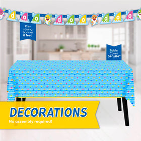 Unique Baby Shark plates handle pizza and cake with sturdy party style.