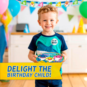 Unique Baby Shark officially licensed packaging showcased, ensuring authentic party decor