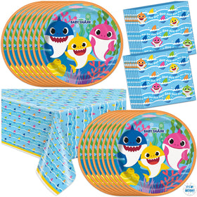 Unique Baby Shark tablecloth 54x84 protects surfaces during party time