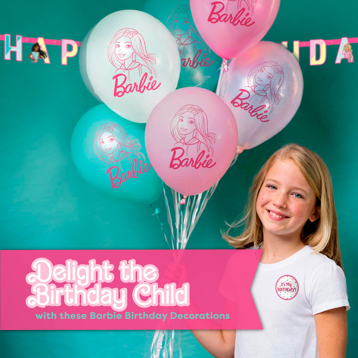 Unique Barbie sticker signals celebration with a playful touch.