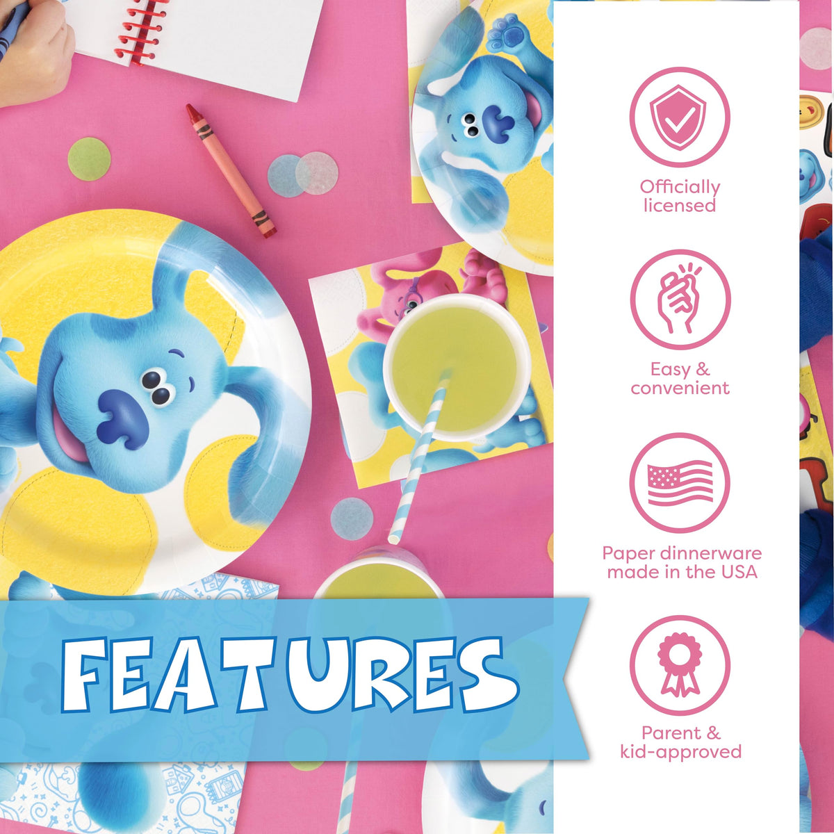 Blues Clues 9-inch plates offer sturdy dining for pizza and cake