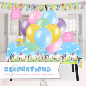 Unique Bluey balloons 8-pack adds festive color for the celebration.