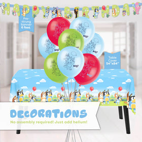Unique Bluey balloons pack creates a colorful, inviting party atmosphere.