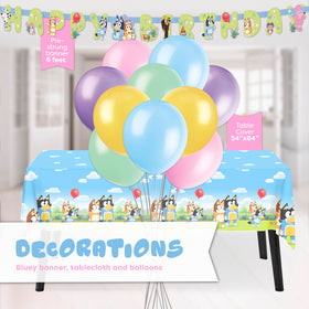 Unique Bluey balloons multi-color add festive pops for photos and mingling.