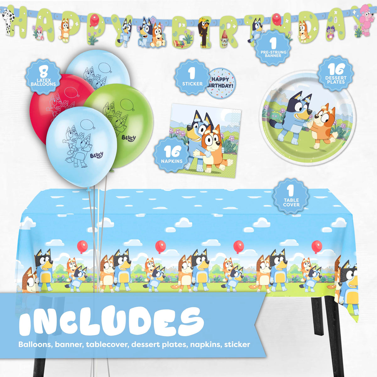 Unique Bluey balloons complete the festive look and simple decor.