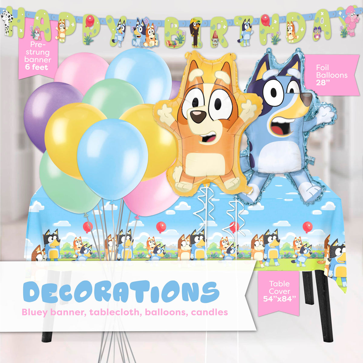 Unique Bluey foil balloon adds a shiny focal point to celebrations