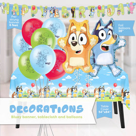 Unique Bluey foil balloon adds bright accents to the decor