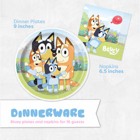 Unique Bluey plates and napkins 16-count provide sturdy, leak‑proof dining for kids.