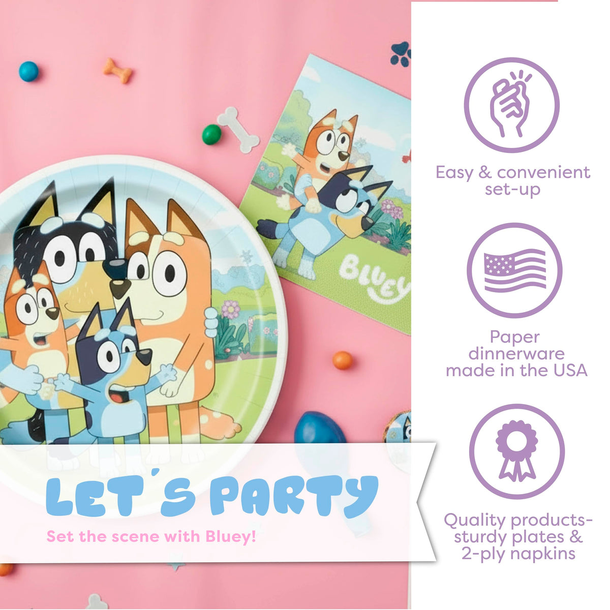 Unique Bluey plates and napkins 9in provide sturdy dining for kids
