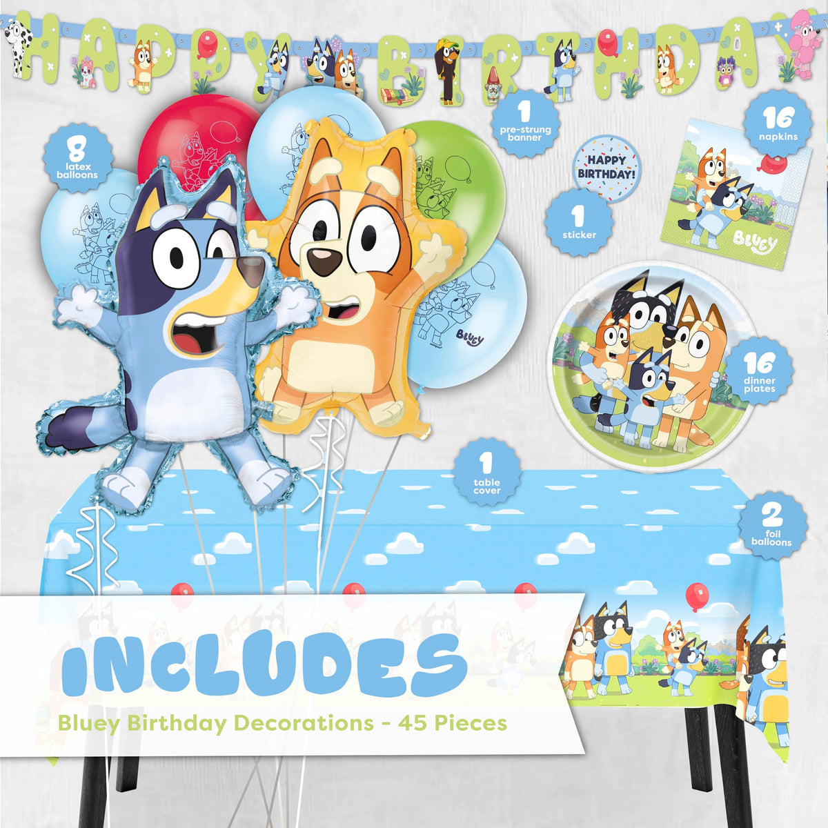 Unique Bluey tablecloth 54x84 inches protects surfaces during the celebration