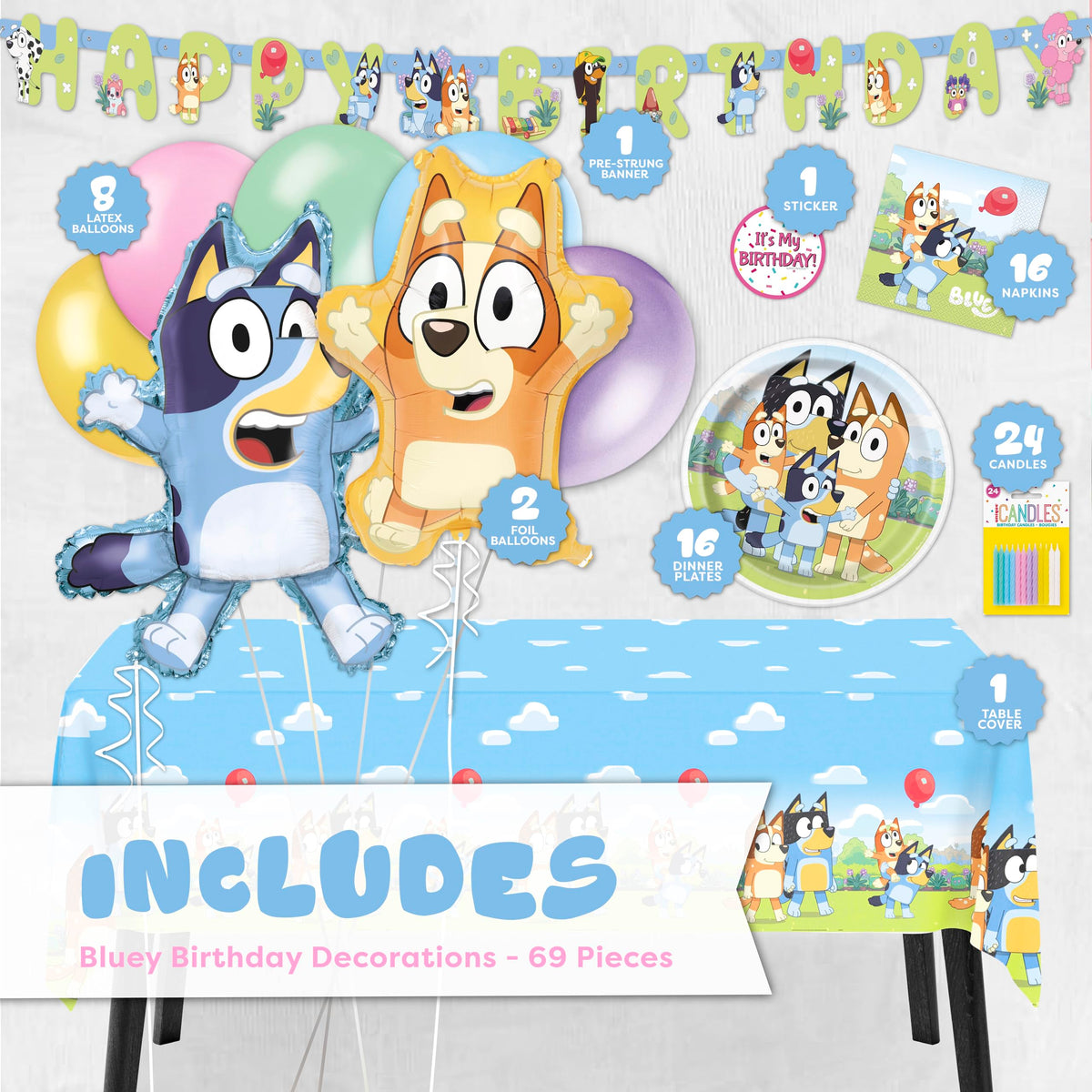 Unique Bluey tablecloth 54x84 protects surfaces with vibrant color