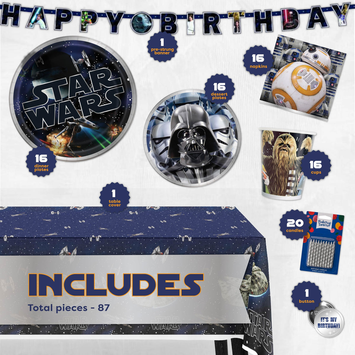 Unique Classic Star Wars plastic table cover protects surfaces during celebrations.