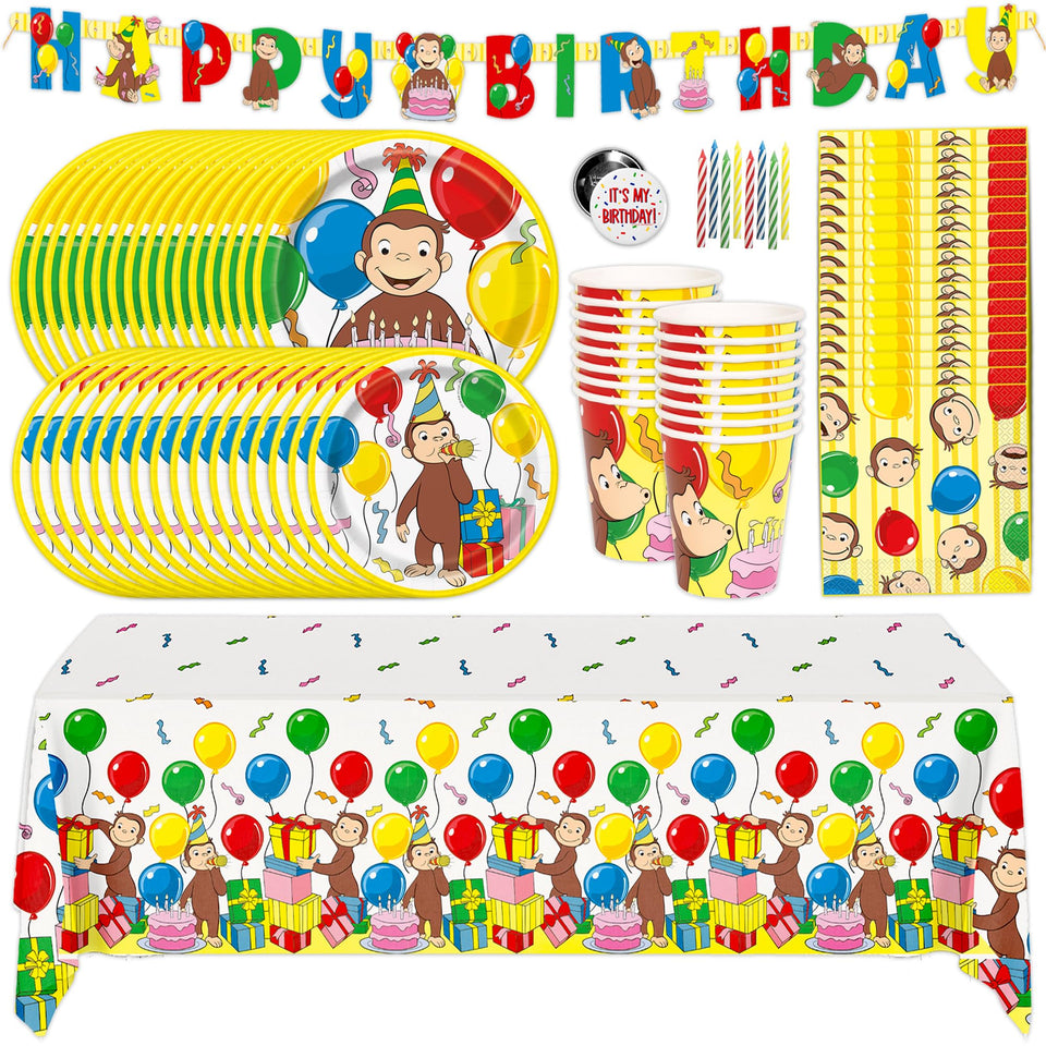 Unique Curious George banner - vibrant party decor for a memorable photo backdrop.