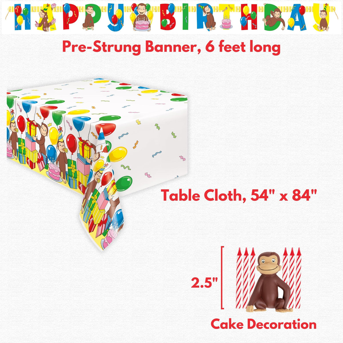 Unique Curious George cake topper adds character to the cake.