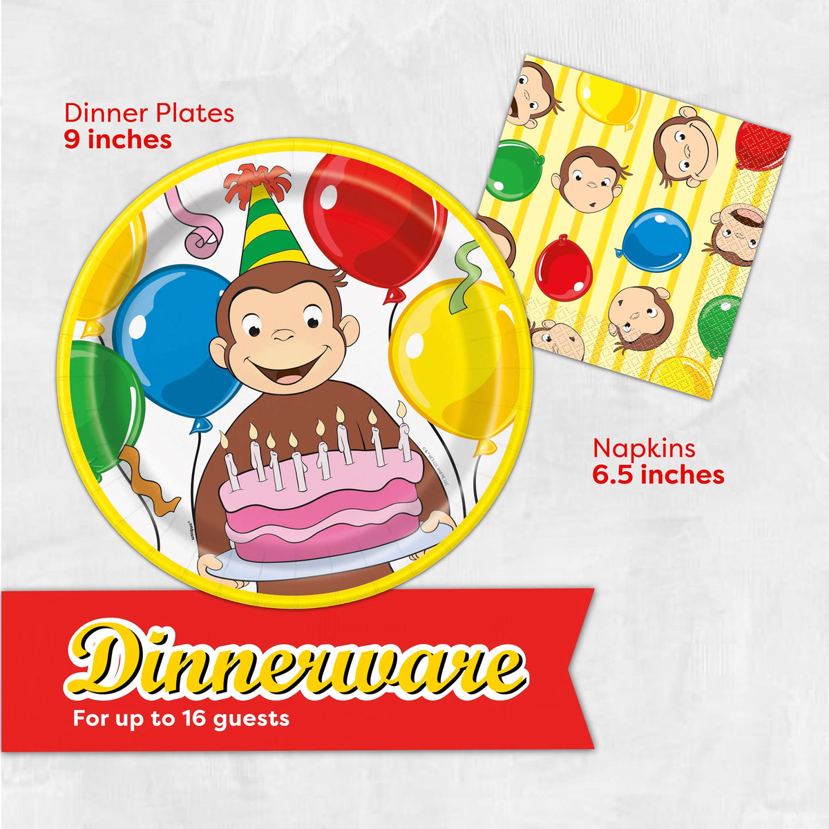 Unique Curious George 'It's My Birthday' sticker centers attention on the guest of honor.