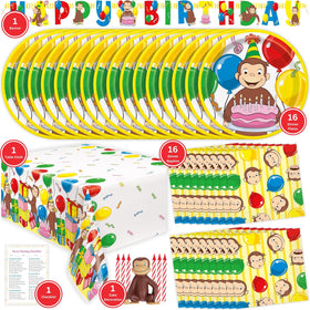 Unique Curious George napkins for festive cake-time cleanup.