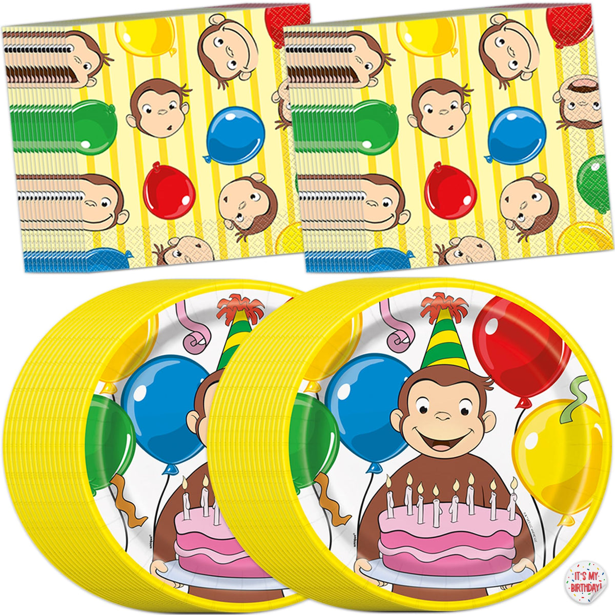Unique Curious George plates 32-pack for kid-friendly party setup with durable quality.