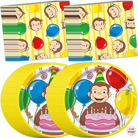 Unique Curious George plates 32-pack for kid-friendly party setup with durable quality.