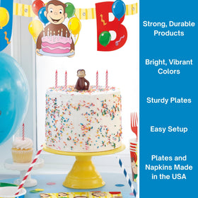 Unique Curious George tablecloth protects surfaces during treats.