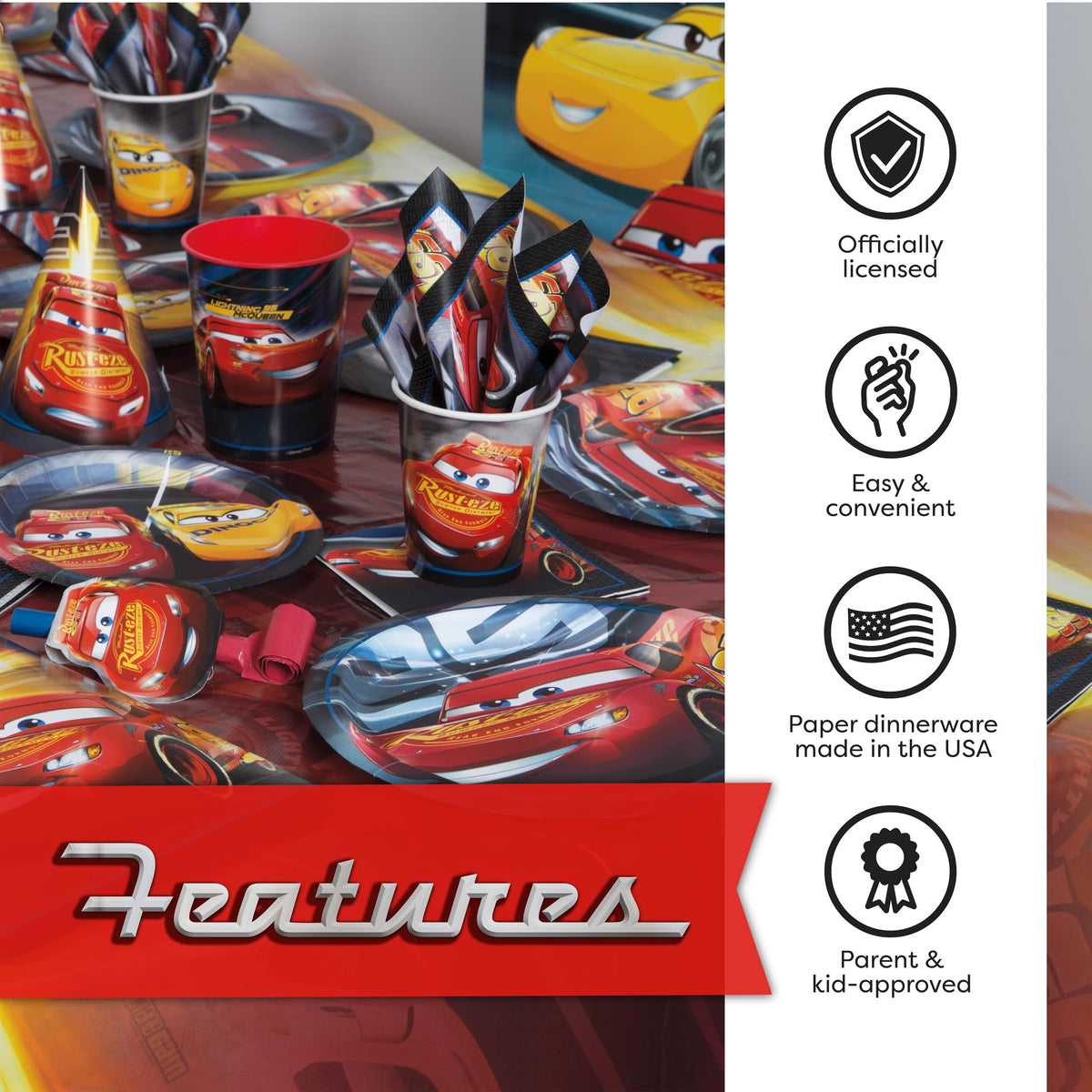 Unique Disney Cars cups and napkins for spill free sipping and cleanup