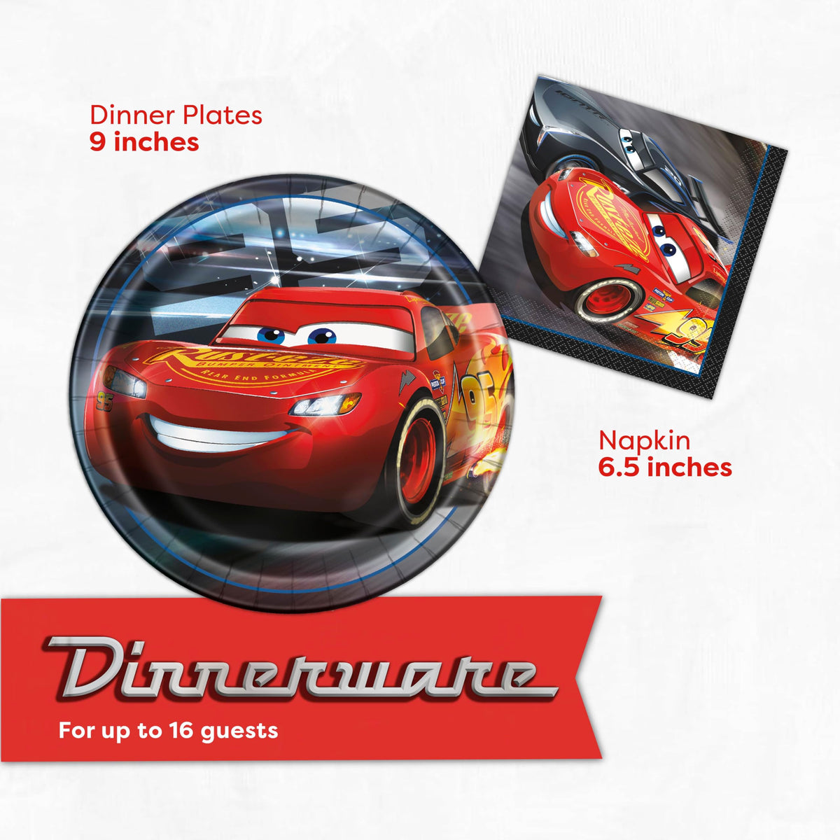 Unique Disney Cars napkins help guests stay tidy during the Cars party.
