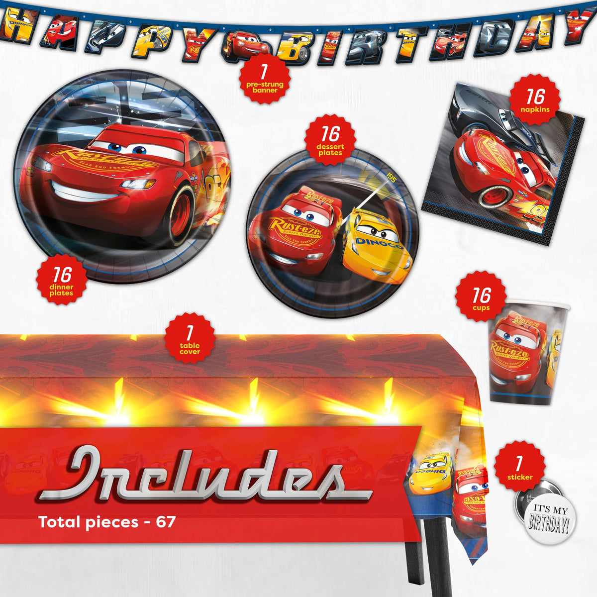 Unique Disney Cars tablecloth 54x84 protects surfaces during celebrations