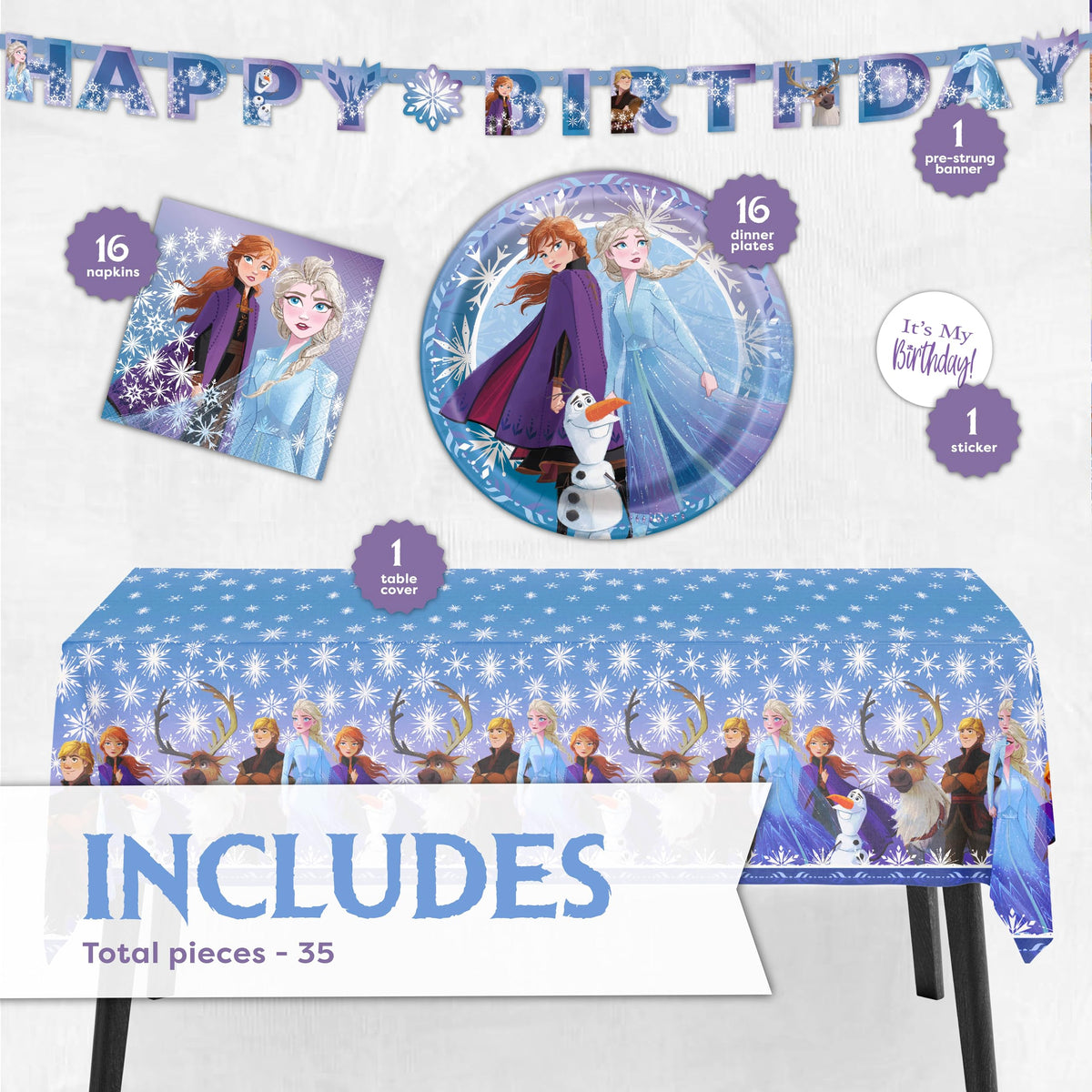 Unique Frozen tablecloth 54x84 protects surfaces with a magical backdrop.